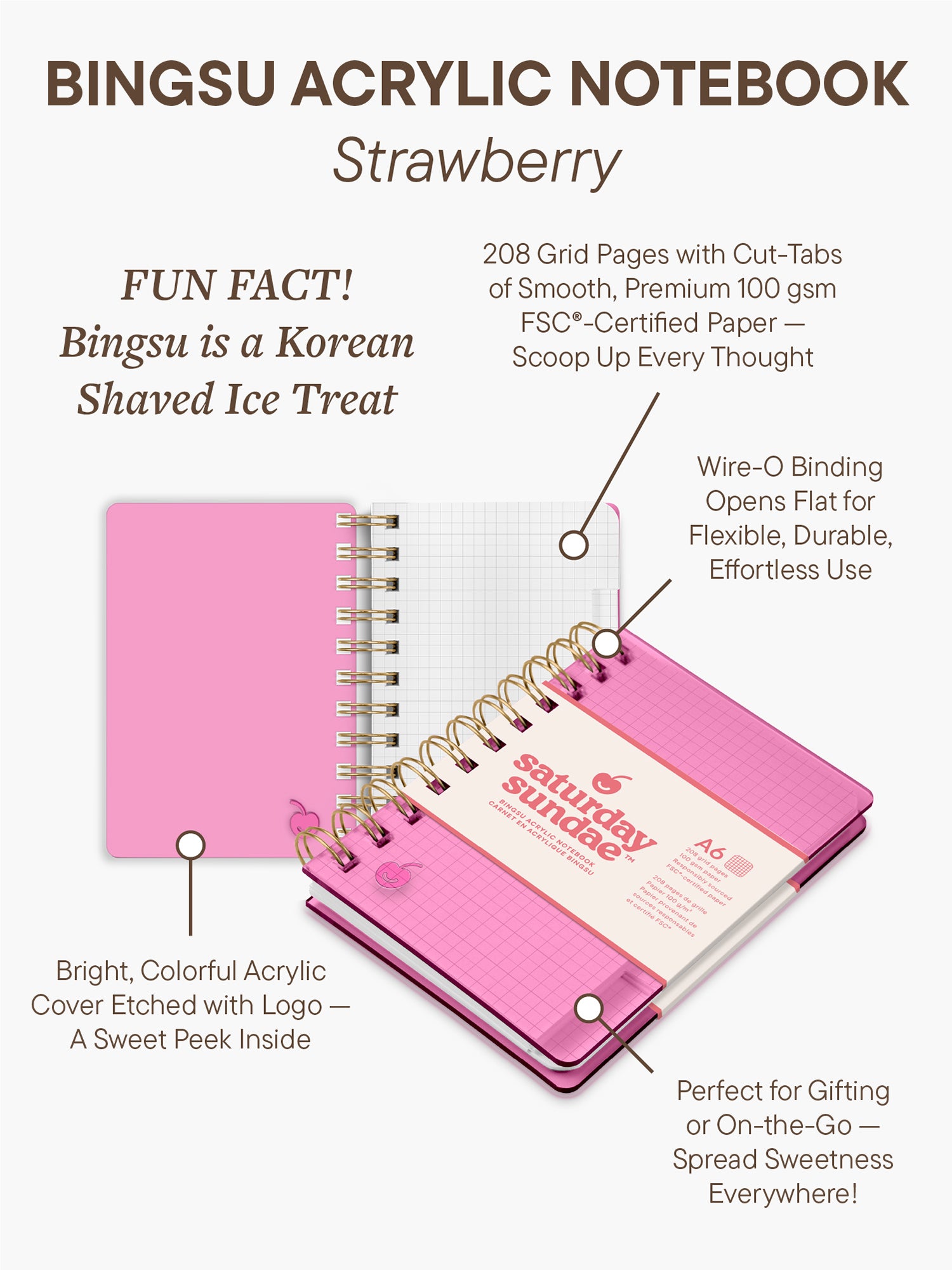 Strawberry A6 Bingsu Acrylic Notebook